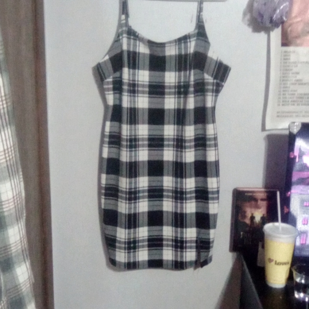 Black and white plaid tank top dress